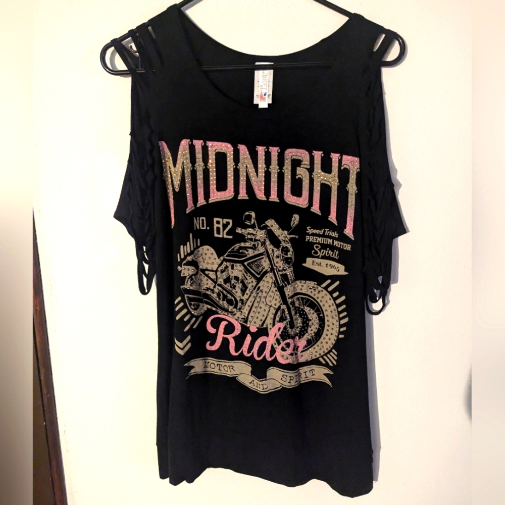 Black Top with Pink and Silver Embellishments